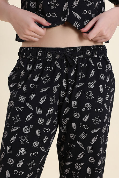 Zivame Harry Potter Knit Cotton Loungewear Set - Black Beauty — image 8